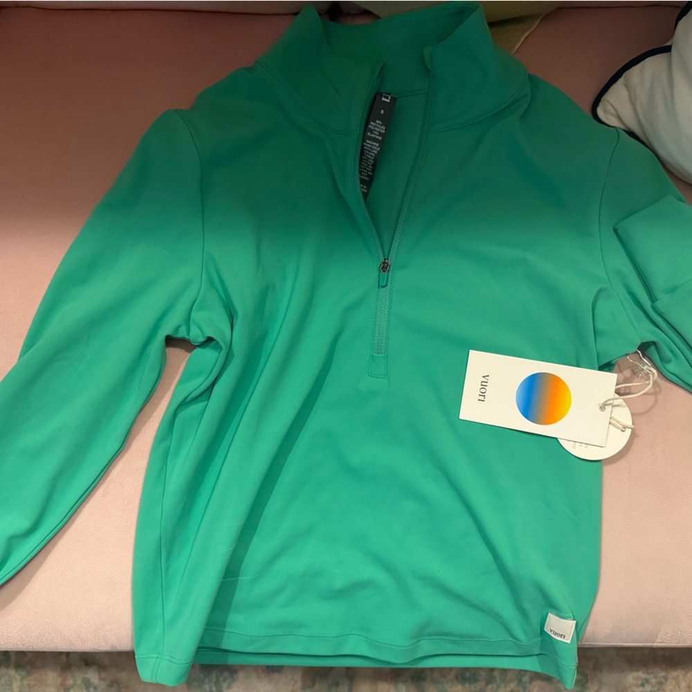 Vuori Teal Green Cropped Long Sleeve Top
